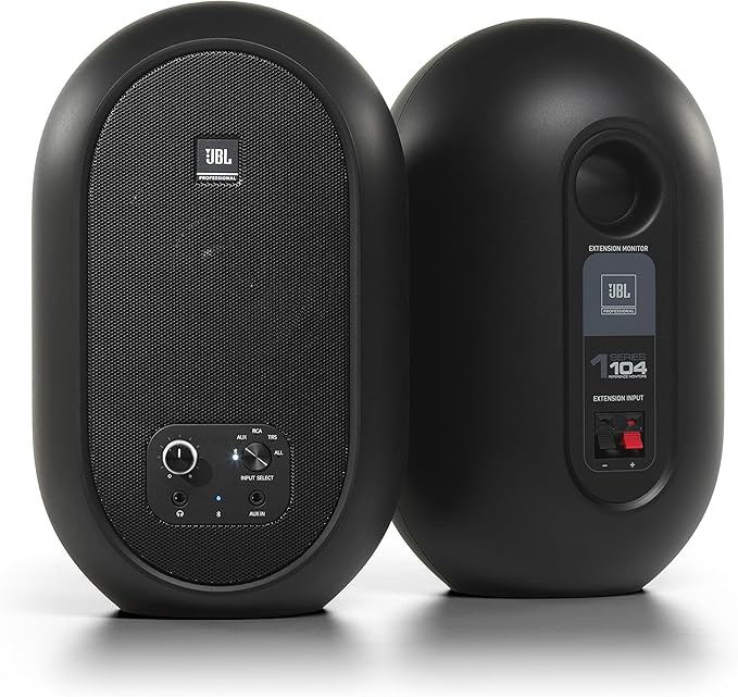 JBL Professional 1 Series 104-BT Compact Desktop Reference Monitors with Bluetooth Black Sold as Pair 4.5-inch Speaker