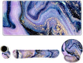 ARTSO Large Mouse Pad Ergonomic Keyboard Wrist Rest Support Combo Memory Foam Gel Wrist Pad Extended Desk Mat Protector Non-Slip Desk Blotter Purple Marble