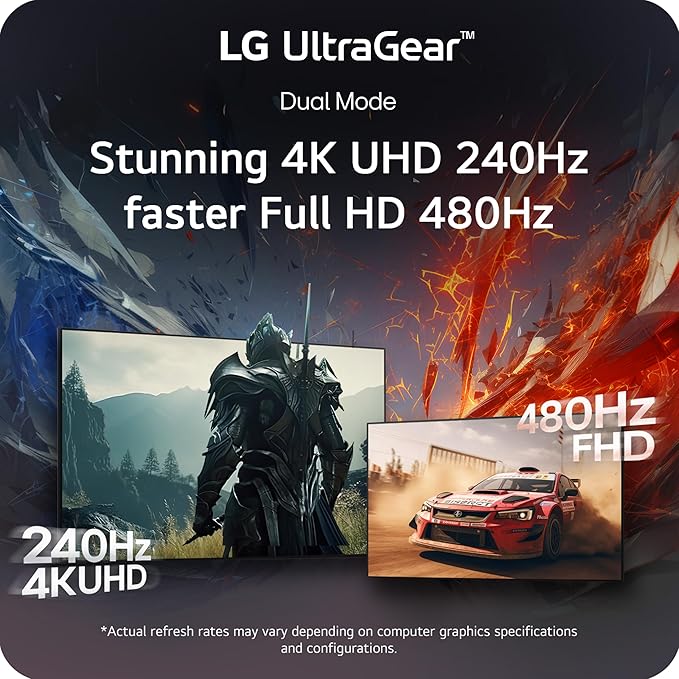LG 27G850A-B 27-inch Ultragear 4K UHD (3840 x 2160) IPS Gaming Monitor Dual-Mode 240Hz 1ms NVIDIA G-Sync Compatible AMD FreeSync Premium Pro VESA DisplayHDR 600 HDMI DisplayPort 2.1 Black