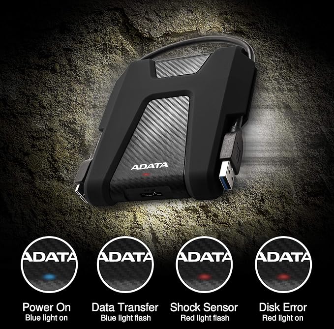 ADATA HD680 1TB Military-Grade Shock-Proof External Portable Hard Drive Black (AHD680-1TU31-CBK)