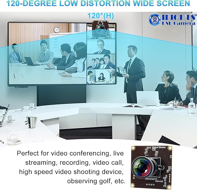 Global Shutter USB Camera Module for Laptop 60fps High Speed PC CAMERA Wide Angle 120degree Low Distortion Lens Webcam Board Mini UVC USB2.0 Lightburn Webcamera for Laser Engraver 5mp 50fps USB Cam