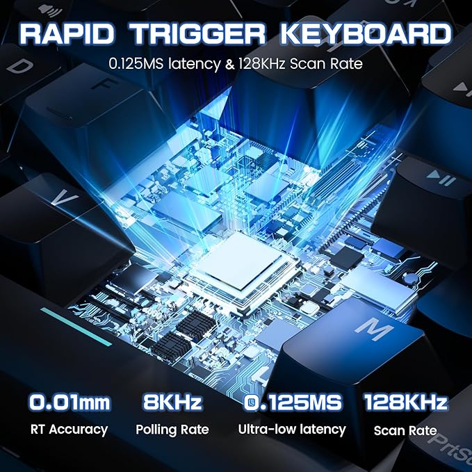 MAGIC-REFINER X68 HE Wired 60% Hall Effect Rapid Trigger Mechanical RGB Gaming Keyboard with 8K Polling0.04mm RT AccuracyMagnetic SwitchAdjustable ActuationSnap Tap for PC Mac Esport Gamer (Black)