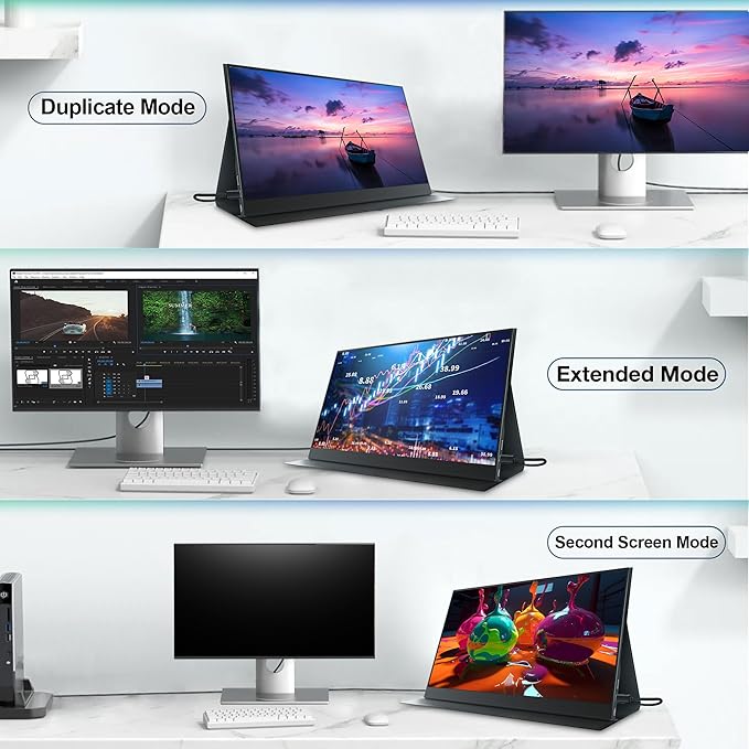 Portable Monitor for Laptop 15.6 Inch 1080P FHD Portable Monitor Second Screen Extender with USB C HDMI Cover Stand Speaker for Laptop Computer PC Mac Phone PS5/4 Xbox Switch Travel Gaming Work