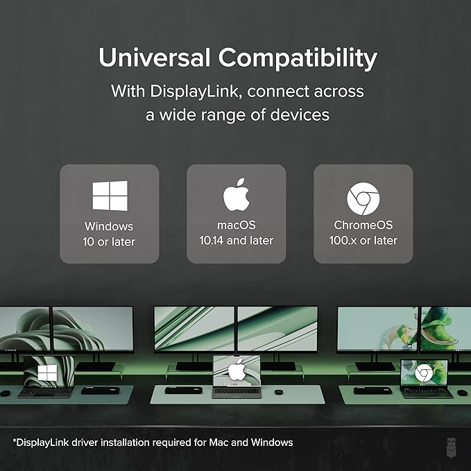 Plugable USB 3.0 Universal Docking Station for Windows macOS ChromeOS (Dual HDMI Monitors or DVI/VGA Gigabit Ethernet Audio 6 USB Ports)