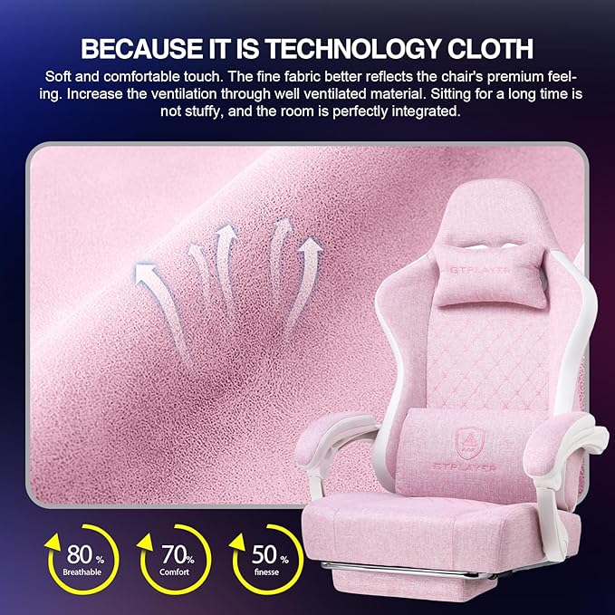 GTPLAYER Gaming Chair Computer Office Chair with Pocket Spring Cushion Linkage Armrests and Footrest High Back Ergonomic Computer Chair with Lumbar Support Task Chair with Footrest