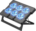 Laptop Cooling Pad Laptop Cooler with 6 Quiet Fans Up to 17.3 Inch Heavy Notebook Cooler Stand 8 Levels of Tilt Two Levels of Height Adjustable (Black)
