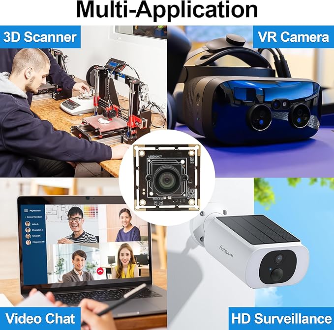 MMlove 5MP USB Camera Module 30FPS Webcam 80° Viewing Angle No Distortion Lens Lightburn Camera 1944P Industrial Security Camera USB2.0 for VR Face Recognition StreamingPC/Laptop/Raspberry Pi