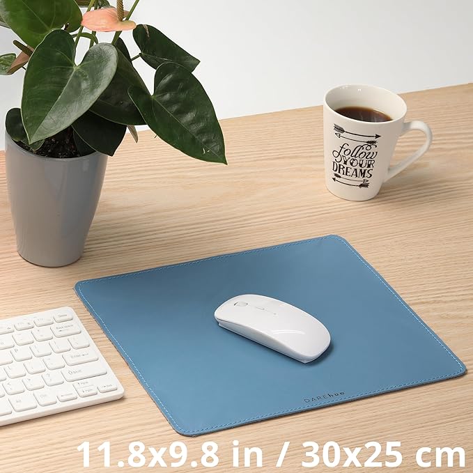 Genuine Leather Mouse Pad (Sky Blue Large)