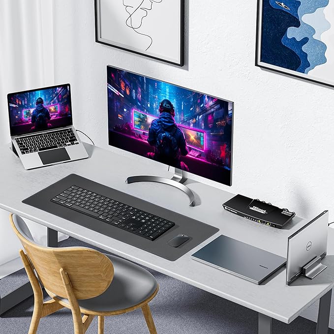ALOANES Waterproof Mouse Pad with Durable Stitched Edge XXXL Gaming Keyboard Pad Non-Slip Rubber Base Mouse Mat Extended Desk pad for Gamer Office &amp Home Dark Gray Mousepad 35.4x 15.7x 0.12