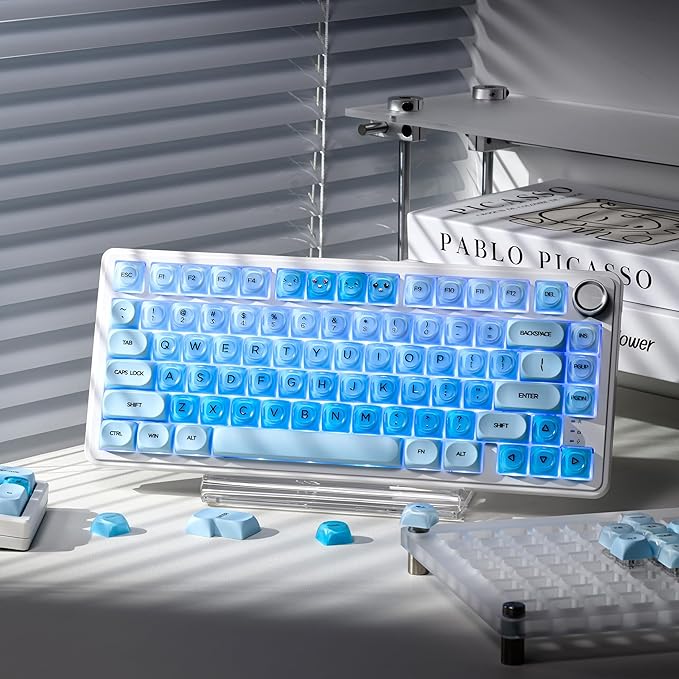 OHY PBT Keycaps XVX Blue Jelly HOA Profile Key Cap 132-Key Cute Custom Keycaps (for Mechanical Keyboards with Cherry/Gateron MX Switches)-Uyuni Dreams(ONLY KEYCAPS)