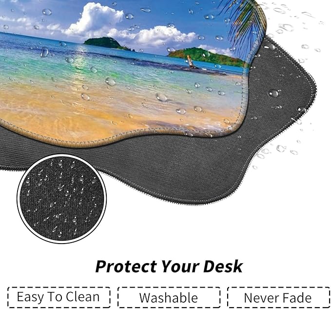 Beach Palm Desk Mat Mouse Pad 35.4X15.7 XL Extended Mousepad Huge Mouse Pads with Stitched Edges Desk Pad for Work Game Office Home