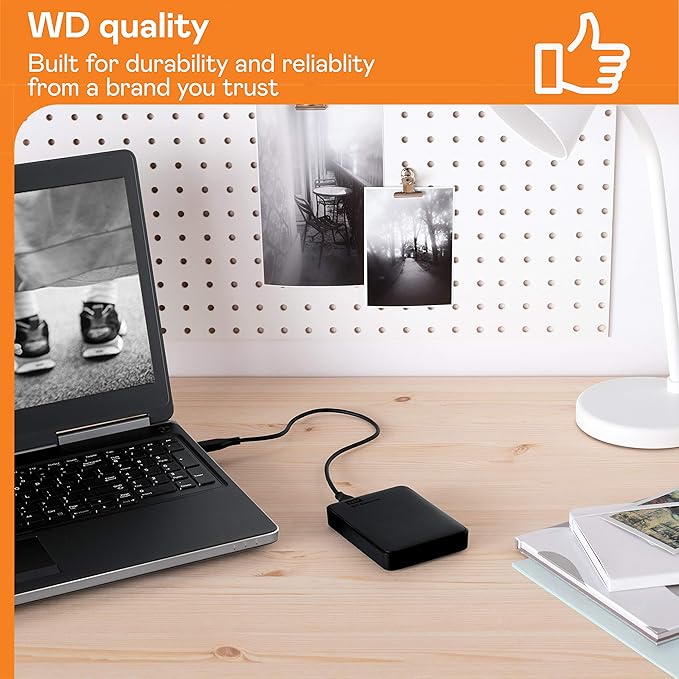 Western Digital WD 1TB Elements Portable External Hard Drive for Windows USB 3.2 Gen 1/USB 3.0 for PC &amp Mac Plug and Play Ready - WDBUZG0010BBK-WESN