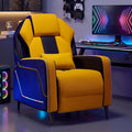 Gaming Recliner Chair with LED Lights Racing Style Big and Tall PU Leather Gaming Chair for Adults Lumbar Support Modern Ergonomic Comfortable Home Theater Seating for Living Room (Yellow)