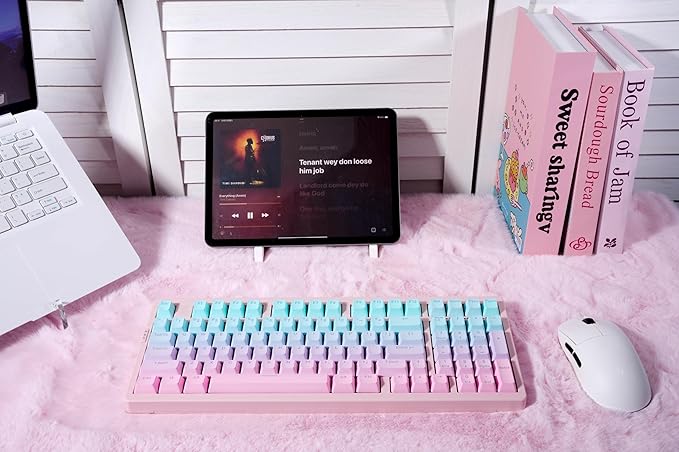 ZORNHER ZH980 Mechanical Keyboard95% Pink &amp Blue Creamy Keyboard with Number PadGaming Keyboard Full SizeShine Through PBT KeycapsCreamy Sounding Linear Switches
