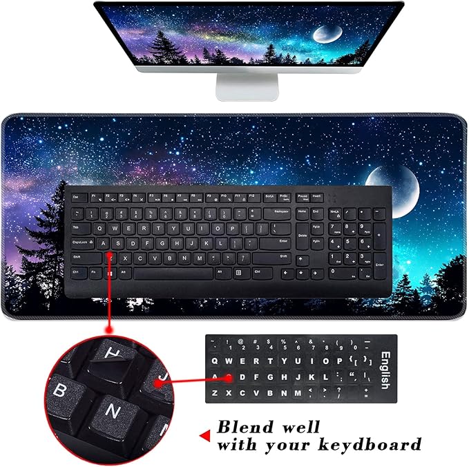 Keyboard Wrist Rest and Mouse Pad with Wrist Support Set Ergonomic CoasterMemory FoamEasy Typing Pain ReliefLarge XL Desk Mat 31.5x 11.8Forest Moon