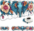 Large Mouse Pad and Keyboard Wrist Rest Desk Pad for Keyboard and Mouse 4-in-1 Large Gaming Mouse Pad with Wrist Support Desk Mat for Home Office Study Game-Floral Elephant
