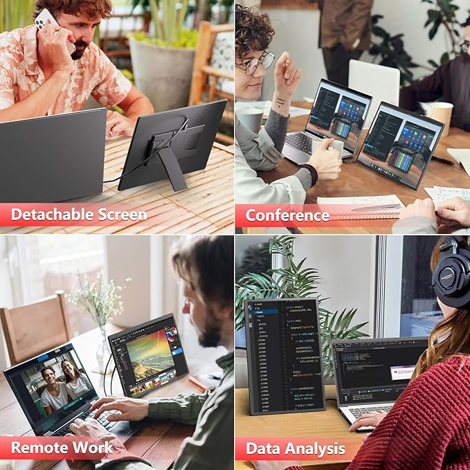 Portable Monitor for Laptops - 16 inch IPS FHD 1200P Laptop Screen Extender Dual Monitors for Laptops Compatible with Windows Mac Travel Work