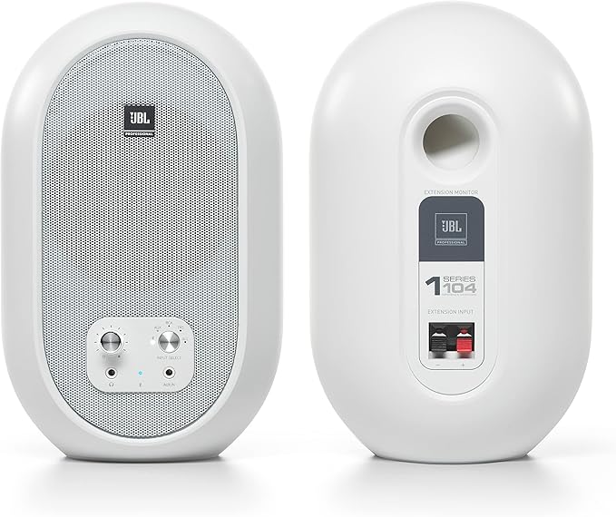 JBL Professional 1 Series 104-BT Compact Desktop Reference Monitors with Bluetooth White Sold as Pair 4.5-inch Speaker