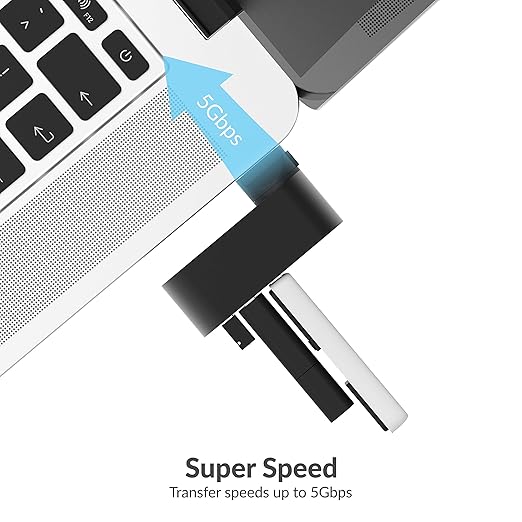 3 Port Aluminum Mini USB 3.0 Hub [90°/180° Degree Rotatable]+ USB 3.0 to SSD/SATA/IDE 2.5/3.5/5.25-INCH Hard Drive Converter with UL Power Supply
