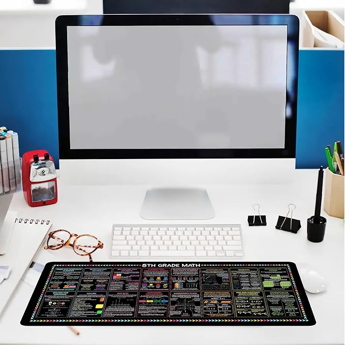 5th Grade Knowledge Mouse Mat – A Handy Reference for Quick Review Essential Computer Accessories for Study Work and Reference Purposes QDH