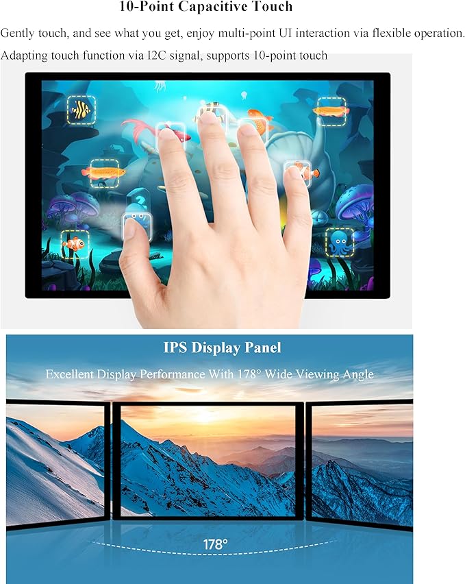 10.1inch DSI LCD 10-Point Capacitive Touch Screen Compatible with Raspberry Pi 5/4B/3B+/3A+/CM5/CM4/CM3+/CM3/RK3506/RK3576/ESP32-P4 800x1280 IPS Display Panel DSI Interface