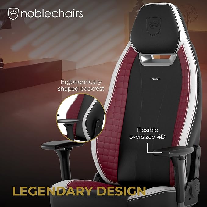 noblechairs Legend Ergonomic Gaming Chair Office Chair with Lumbar Support PU Leather Black/White/Red Edition