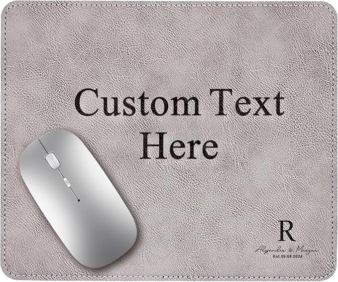 Personalized Leather Custom Mouse Pad with Wrist RestCustomized Mouse Pads for DeskPerfect Gift for Weddings Anniversaries Birthdaysand Special Occasions (B (Silver-Rectangle))