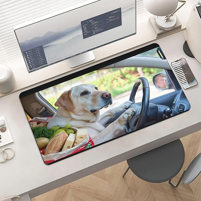 XXL Gaming Mouse Pad Animal Drive Dog XXL Gaming Mouse Pad Large Desk Mat Protector for Desktop Anti-Slip Rubber Extended Computer Keyboard Mat Writing Pad for Work Office 15.7 * 35.4 inB-1755