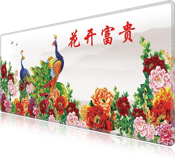 LL-COEUR XXL Landscape Gaming Mouse Pad Computer Keyboard Mat Office Desk Pad (Peacock 47.2 x 23.6 x 0.12)