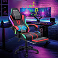 HOFFREE LED Gaming Chair with Speakers and Massage Video Game Chair Big and Tall with Footrest Gamer Chair for 400lbs Computer Desk Chair Red and Black Red+black HOGC-MAX303