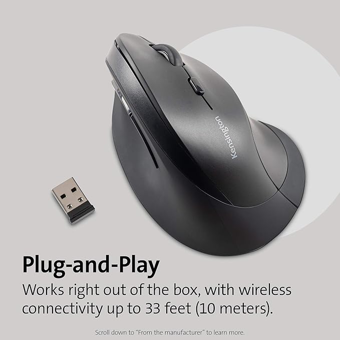 Kensington Ergonomic Vertical Wireless Mouse (K75575WW) Grey/Black