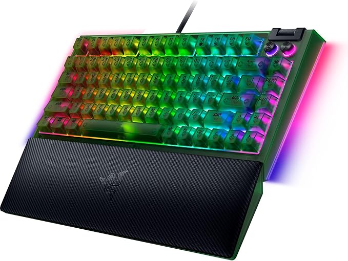 Razer BlackWidow V4 75% Mechanical Gaming Keyboard: Hot-Swappable Design - Compact &amp Durable - Orange Tactile Switches - Chroma RGB - MF Roller &amp Media Keys - Comfortable Wrist Rest - Phantom