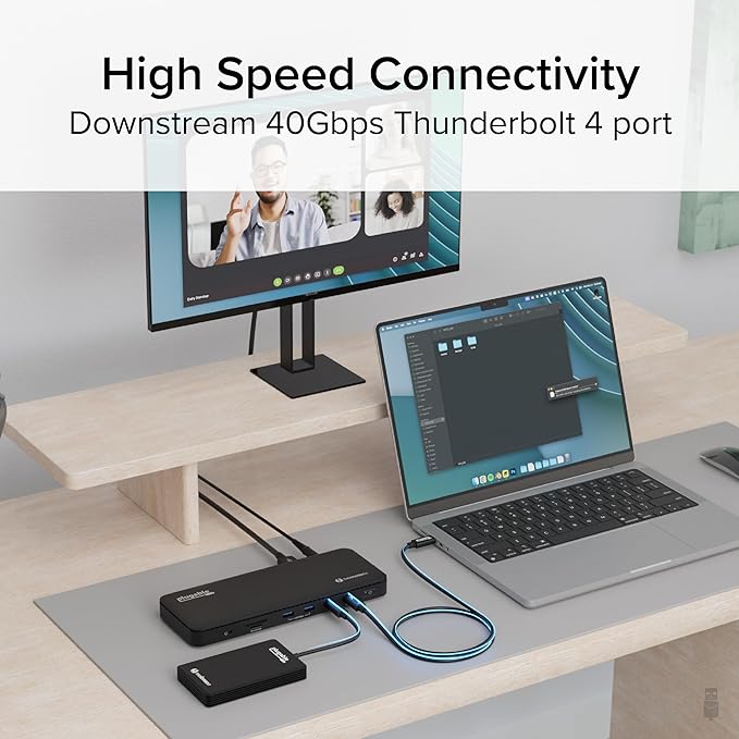 Plugable Thunderbolt 4 Dock with 100W Charging Thunderbolt Certified Laptop Docking Station Dual Monitor Single 8K or Dual 4K HDMI for Windows and Mac 4X USB Gigabit Ethernet (TBT4-UD5)