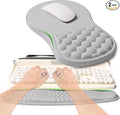 2-in-1 Ergonomic Set Wave Rise Keyboard Wrist Rest and Massage Bulge Slope Mouse Pad Wrist Support Cushion Memory Foam Integrated to Relieve Wrist Pain Silver Gray