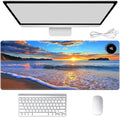 Heated Mouse Pad Hand Warmer Warm Desk Pad Mousepad Desk Mat with 3 Levels Heating and 3 Hours Auto Shut Down 31.5 x 13 inch PU Leather Warmer Keyboard Mat for Gaming Laptop Office Home Sandbeach