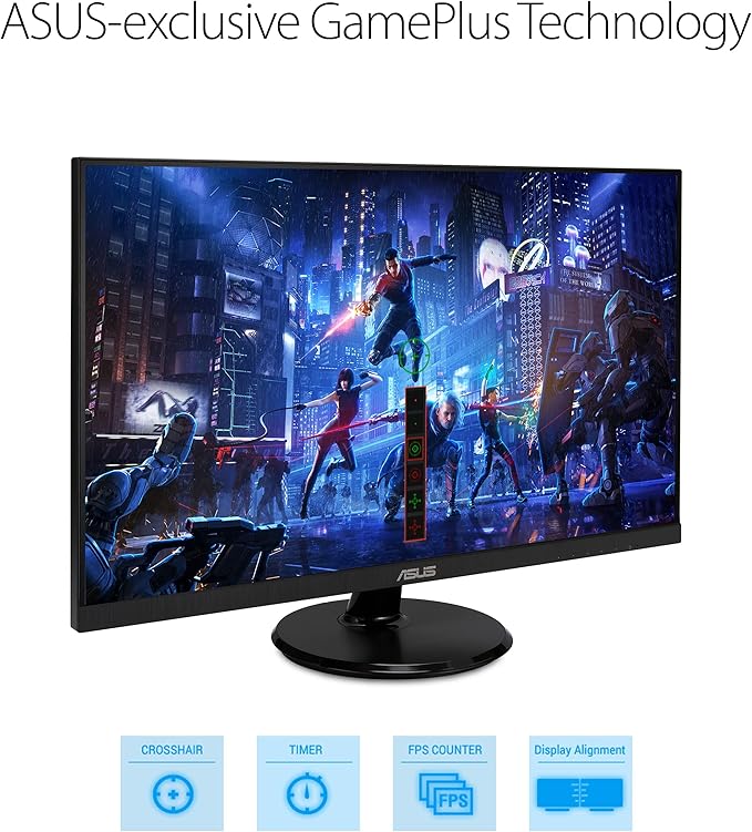 ASUS 27” 1080P Monitor (VA27DQ) - Full HD IPS 75Hz Speakers Adaptive-sync/FreeSync™ Low Blue Light Flicker Free VESA Mountable Frameless HDMI VGA DisplayPort Tilt Adjustable Black