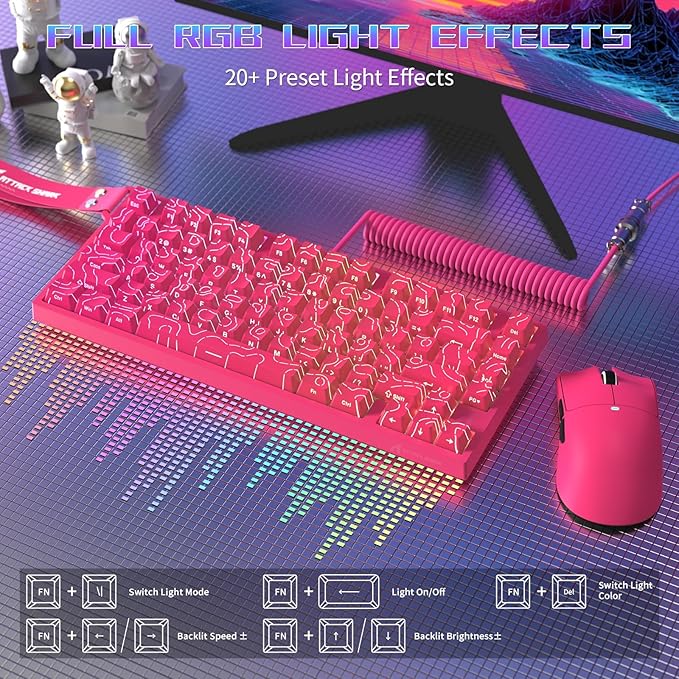 ATTACK SHARK R82HE 75% Rapid Trigger Mechanical Gaming Keyboard WiredHall Effect Magnetic SwitchAdjustable Actuation Esports8KHz Polling Rate0.08ms Latency with C01 Ultra Lighting Cable (White)