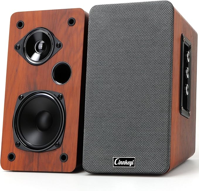 50W Wooden Bookshelf Speakers Passive 2.0 Computer SpeakersPC Speaker Bluetooth/RCA/AUX（3.5mm）/USB Inputs TV Speakers for TV/PC/Laptop/Turntable Strong Bass TV/Turntable Speaker