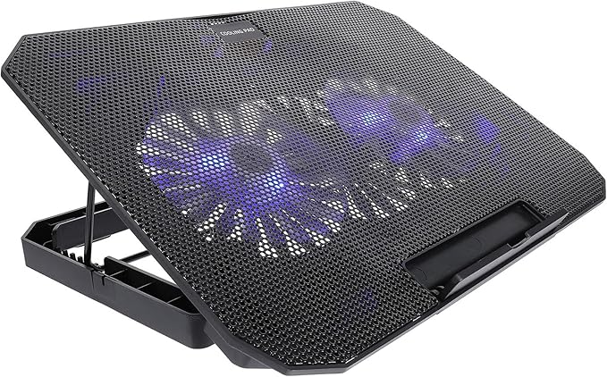 BESPORTBLE Gear Silent Laptop Cooler Stand with High-Speed Fans for Notebooks Black Metal Mesh Radiator Cooling Pad for Enhanced Heat Dissipation