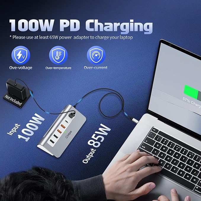 P9 PRO USB C Hub 10Gbps 9-in-1 USB C Docking Station with 4K@60Hz HDMI Type-C &amp 2 Type-A 3.2 2 USB-A 2.0 PD 100W SD/TF PortAluminum USB Hub for Laptop iPhone 17 Series MacBook Air/Pro