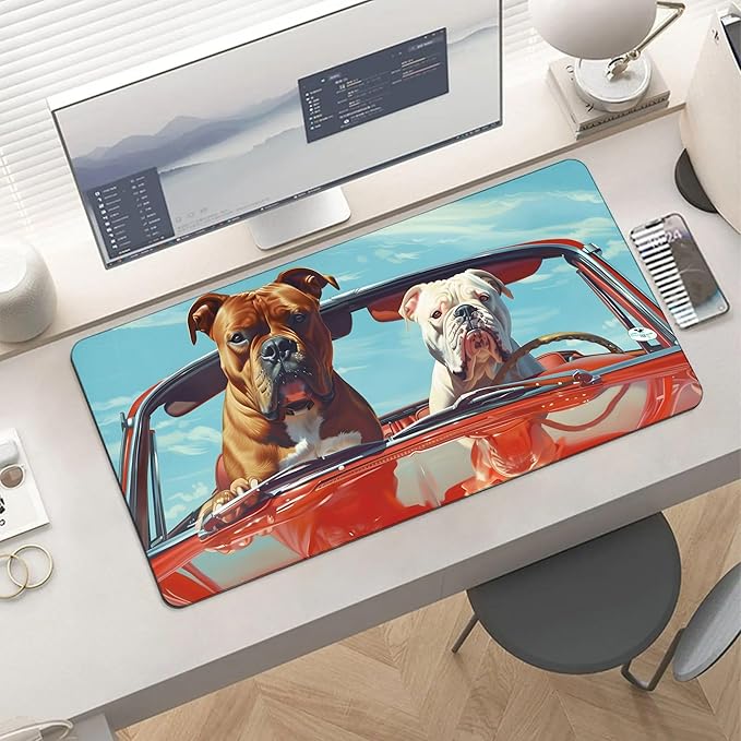 XXL Gaming Mouse Pad Animal Drive Dog XXL Gaming Mouse Pad Large Desk Mat Protector for Desktop Anti-Slip Rubber Extended Computer Keyboard Mat Writing Pad for Work Office 15.7 * 35.4 inB-1756