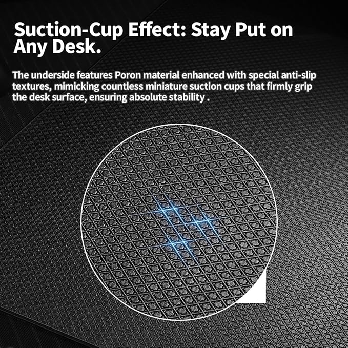 Tempered Glass Gaming Mouse Pad 15.7x11.8in 1.8mm Ultra Thin Micro-Etched Surface Anti-Slip Base Scratch Resistant for Esports &amp Office Compatible with Optical Laser Mice (Black)