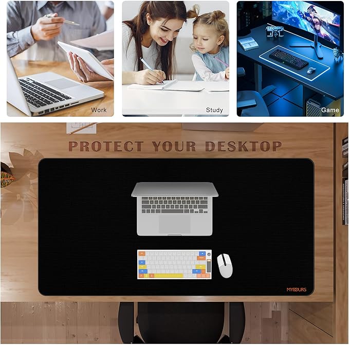 Mydours 48 x 24 Large Gaming Mouse Pad Oversized Keyboard Mouse Mat with Stitched Edge XXL Non-Slip Rubber Base Computer Mousepad for Full Desk Extended Desk Mat for Gamer Office &amp Home Bla