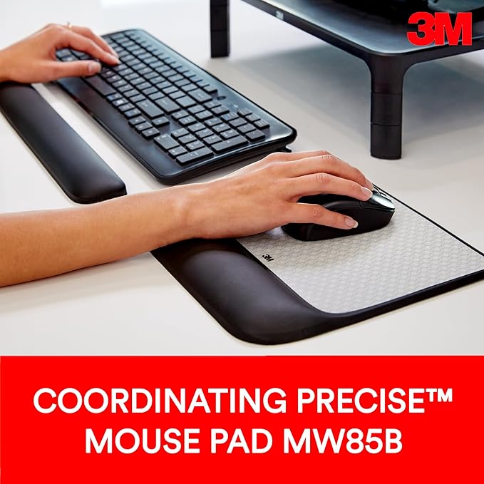 3M Gel Wrist Rest for Keyboards Soothing 3M Gel Technology and Satin Smooth Cover for All Day Comfort and Support Durable and Easy to Clean 19 Black (WR85B)