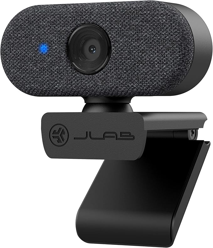JLab Go Cam USB HD Webcam Black 1080P/30 FPS 2.1 Megapixels Minimalist Portable Set-up Omni-Directional Microphone Compatible with PC Mac and Chromebook