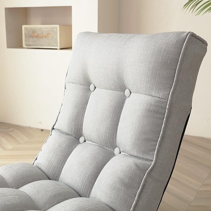 360° Swivel Floor Gaming Chair Floor Chair 14 Adjustable Head Segments 3 Waist Segments Ergonomic Recliner for Gaming Reading Living Room Includes Footrests (Cement Grey)
