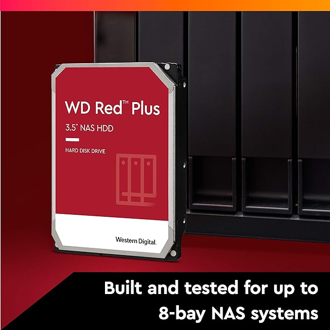 Western Digital 6TB WD Red Plus NAS Internal Hard Drive HDD - 5400 RPM SATA 6 Gb/s CMR 64 MB Cache 3.5 - WD60EFRX