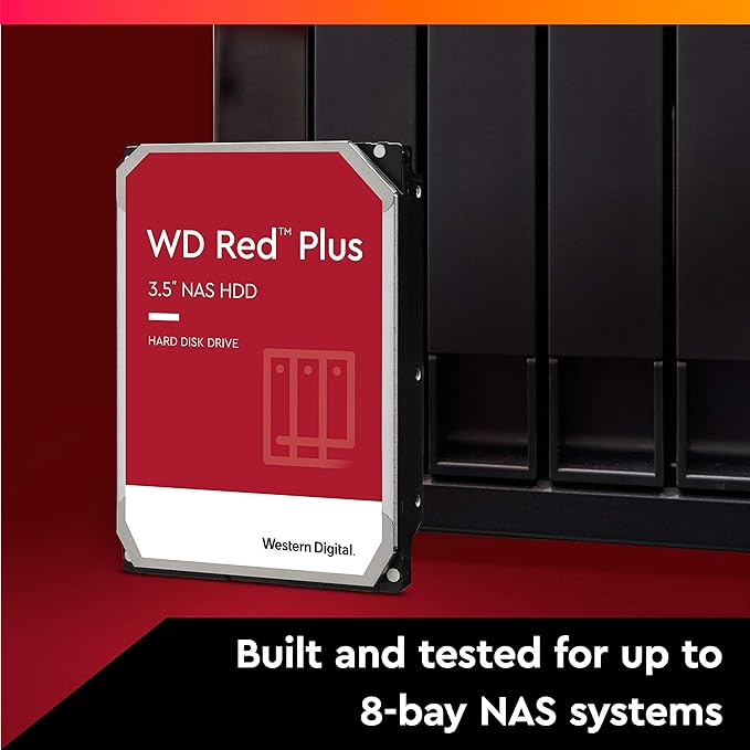 Western Digital 2TB WD Red Plus NAS Internal Hard Drive HDD - 5400 RPM SATA 6 Gb/s CMR 64 MB Cache 3.5 - WD20EFRX