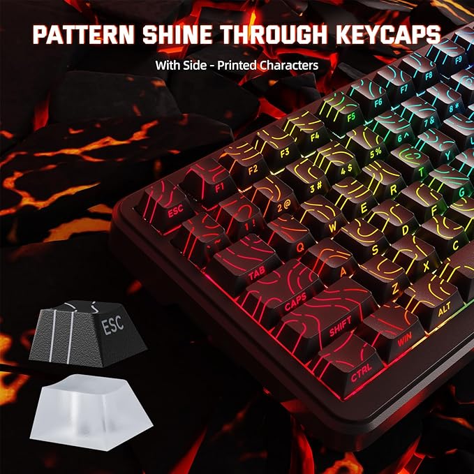 MAMBASNAKE M82 HE Hall Effect Magnetic Switch 75% Rapid Trigger Gaming Keyboard 8KHz Magnetic Keyboard with 0.01mm RT Accuracy Support RT/Snap Tap/DKS with RGB Lighting Coiled Cable-Black Contour