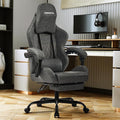 Gaming Chair Video Game Chairs with Large Headrest Linkage Armrests Retro PU Leather Ergonomic Computer Chair for Gaming or Office Grey